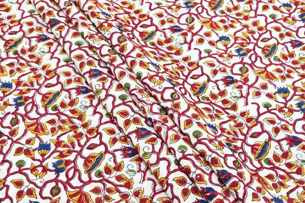 White_Cotton_Traditional_Floral_Hand_Block_Print_Unstiched_Material_For_Men's_Kurta_Shirts_&_Women's_Kurti_and_Other_Dress_Material