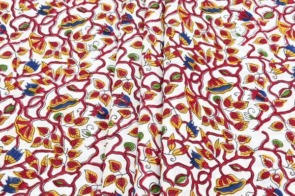 White_Cotton_Traditional_Floral_Hand_Block_Print_Unstiched_Material_For_Men's_Kurta_Shirts_&_Women's_Kurti_and_Other_Dress_Material