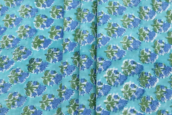 Blue_Cotton_Traditional_Floral_Hand_Block_Print_Unstiched_Material_For_Men's_Kurta_Shirts_&_Women's_Kurti_and_Other_Dress_Material