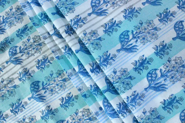 Blue_and_white_colour_pure_cotton_block_print_kurti_fabric,_dress_material