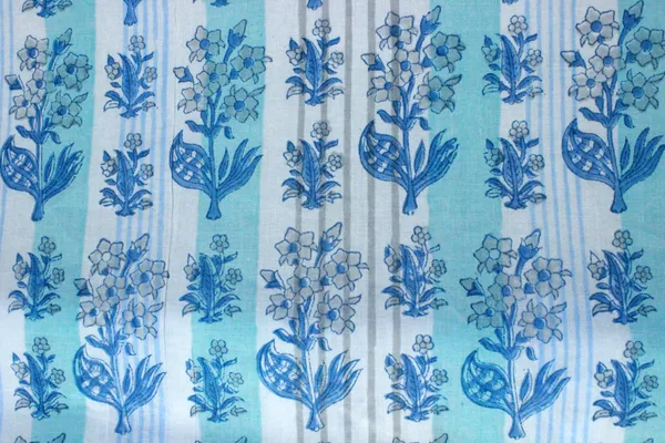 Blue_and_white_colour_pure_cotton_block_print_kurti_fabric,_dress_material