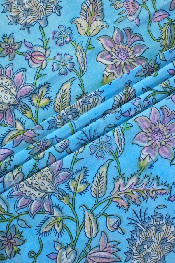 Blue_and_Pink_colour_pure_cotton_block_print_kurti_fabric,_dress_material