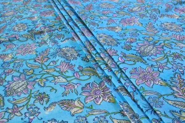 Blue_and_Pink_colour_pure_cotton_block_print_kurti_fabric,_dress_material