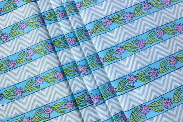 Blue_and_white_colour_pure_cotton_block_print_kurti_fabric,_dress_material