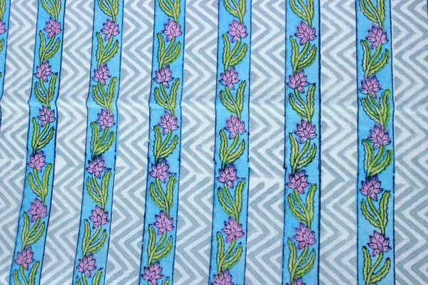 Blue_and_white_colour_pure_cotton_block_print_kurti_fabric,_dress_material
