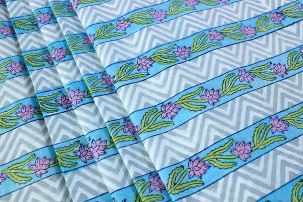 Blue_and_white_colour_pure_cotton_block_print_kurti_fabric,_dress_material