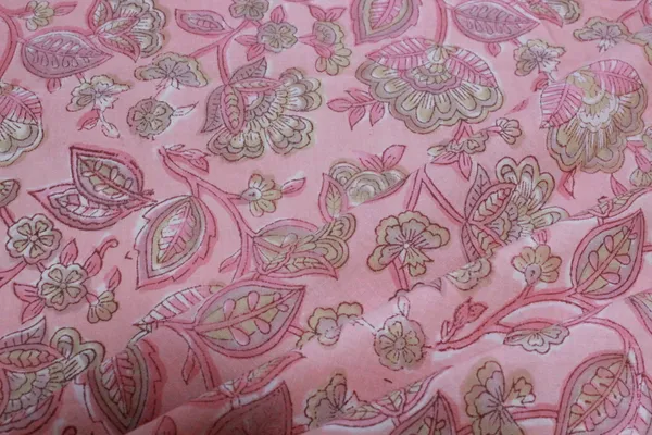 Pink_and_Yellow_colour_pure_cotton_block_print_kurti_fabric,_dress_material