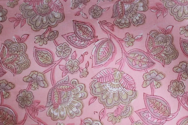 Pink_and_Yellow_colour_pure_cotton_block_print_kurti_fabric,_dress_material