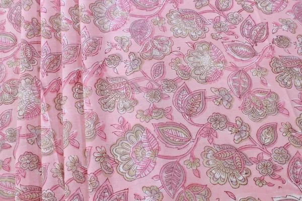 Pink_and_Yellow_colour_pure_cotton_block_print_kurti_fabric,_dress_material