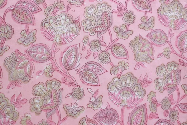 Pink_and_Yellow_colour_pure_cotton_block_print_kurti_fabric,_dress_material