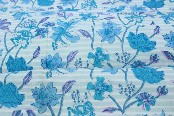 Blue_and_white_colour_pure_cotton_block_print_kurti_fabric,_dress_material
