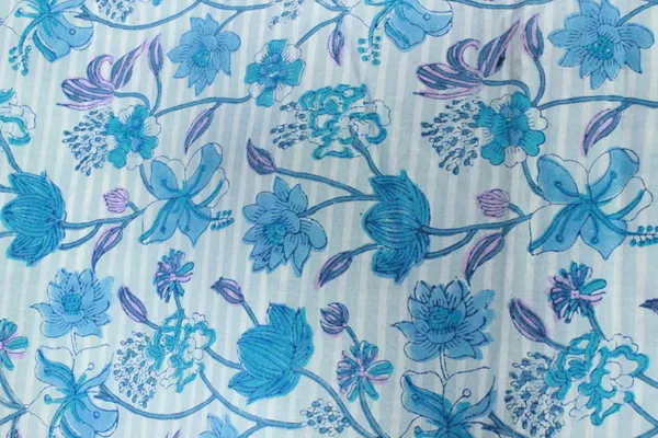Blue_and_white_colour_pure_cotton_block_print_kurti_fabric,_dress_material
