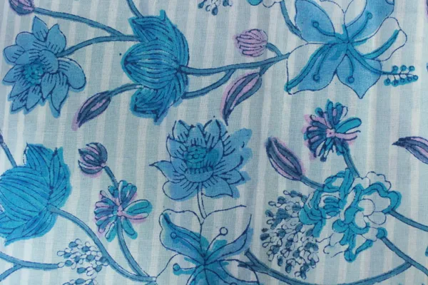Blue_and_white_colour_pure_cotton_block_print_kurti_fabric,_dress_material