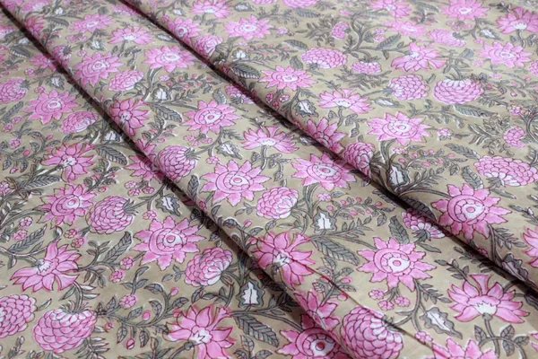 Brown_and_Pink_colour_pure_cotton_block_print_kurti_fabric,_dress_material
