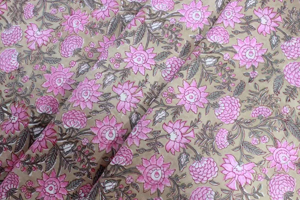 Brown_and_Pink_colour_pure_cotton_block_print_kurti_fabric,_dress_material