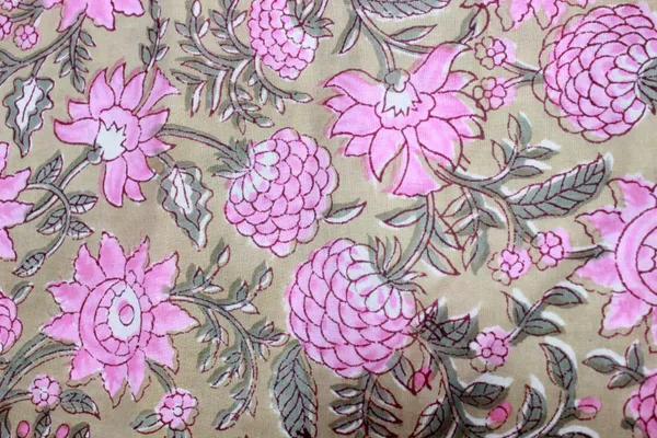 Brown_and_Pink_colour_pure_cotton_block_print_kurti_fabric,_dress_material