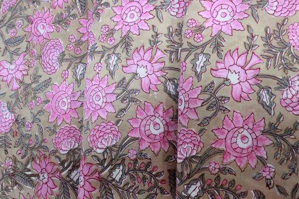 Brown_and_Pink_colour_pure_cotton_block_print_kurti_fabric,_dress_material