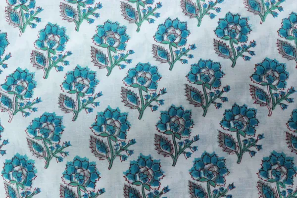 Blue_and_white_colour_pure_cotton_block_print_kurti_fabric,_dress_material