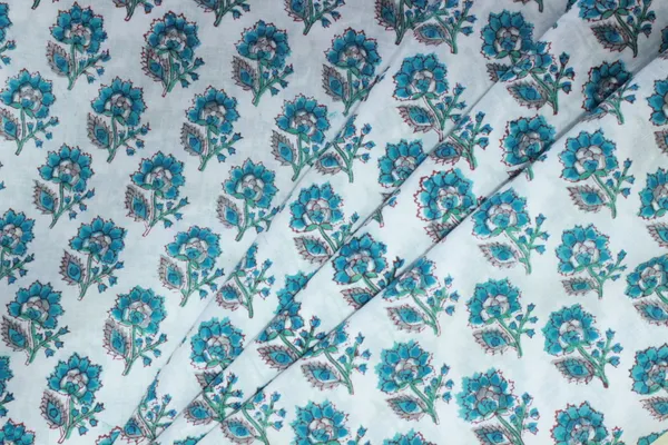 Blue_and_white_colour_pure_cotton_block_print_kurti_fabric,_dress_material