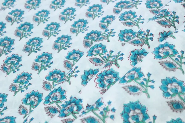 Blue_and_white_colour_pure_cotton_block_print_kurti_fabric,_dress_material