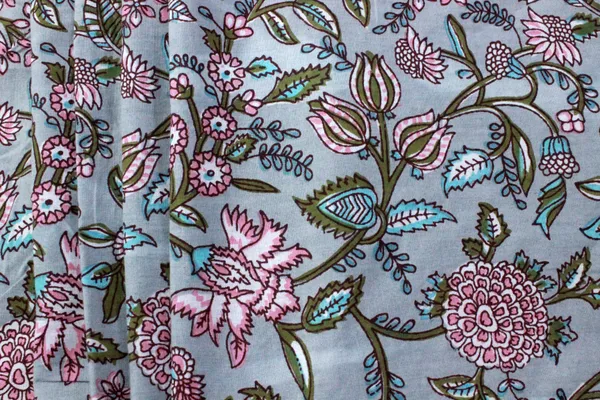 Blue_Cotton_Traditional_Floral_Hand_Block_Print_Unstiched_Material_For_Men's_Kurta_Shirts_&_Women's_Kurti_and_Other_Dress_Material