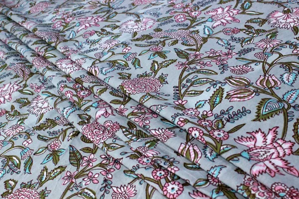 Blue_Cotton_Traditional_Floral_Hand_Block_Print_Unstiched_Material_For_Men's_Kurta_Shirts_&_Women's_Kurti_and_Other_Dress_Material