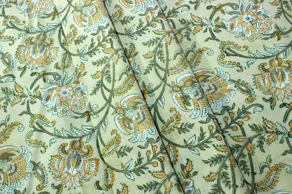 Yellow_and_Green_colour_pure_cotton_block_print_kurti_fabric,_dress_material
