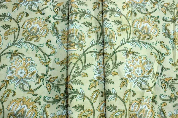 Yellow_and_Green_colour_pure_cotton_block_print_kurti_fabric,_dress_material