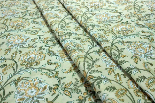 Yellow_and_Green_colour_pure_cotton_block_print_kurti_fabric,_dress_material
