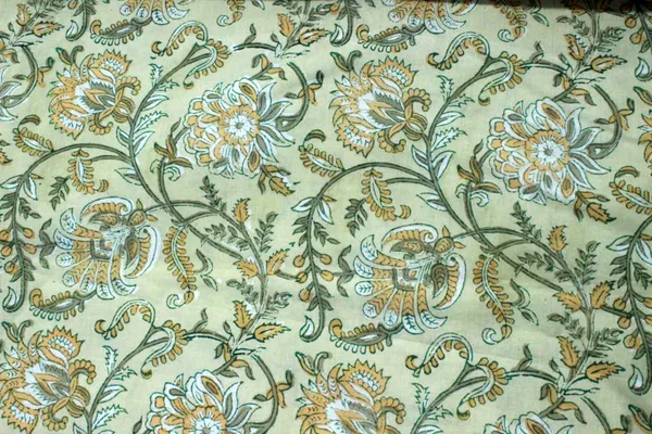 Yellow_and_Green_colour_pure_cotton_block_print_kurti_fabric,_dress_material
