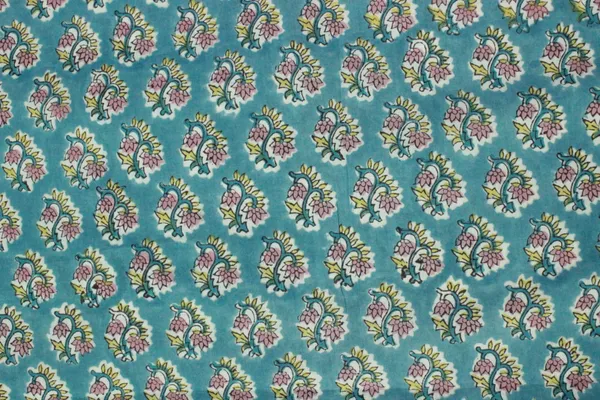 Blue_and_Yellow_colour_pure_cotton_block_print_kurti_fabric,_dress_material
