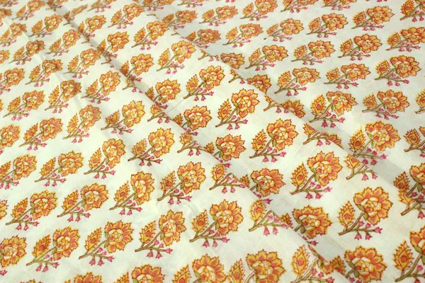 Orange_and_white_colour_pure_cotton_block_print_kurti_fabric,_dress_material