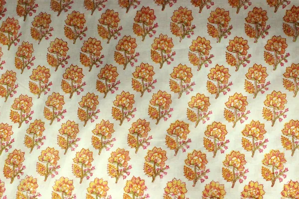 Orange_and_white_colour_pure_cotton_block_print_kurti_fabric,_dress_material