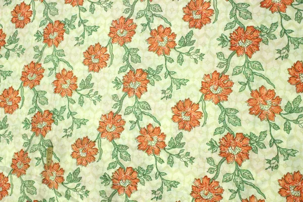 Orange_and_Green_colour_pure_cotton_block_print_kurti_fabric,_dress_material