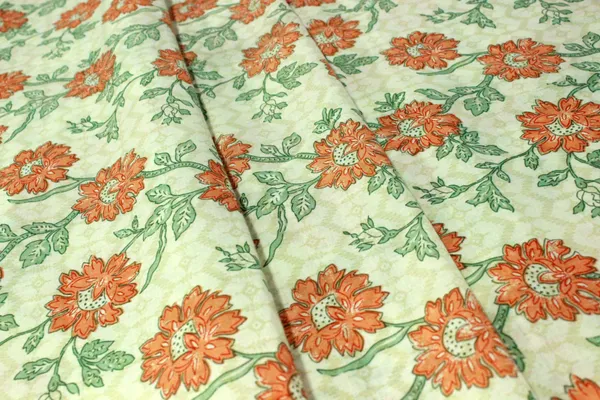Orange_and_Green_colour_pure_cotton_block_print_kurti_fabric,_dress_material