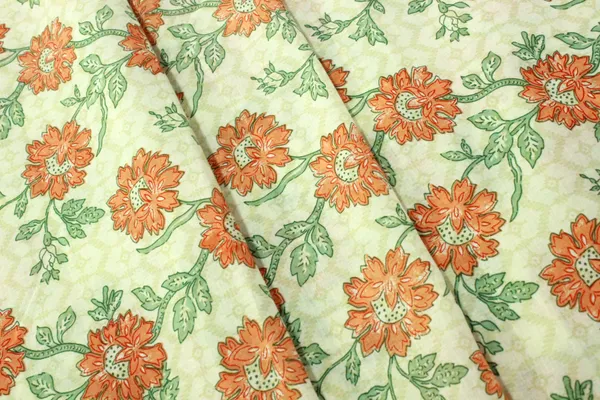 Orange_and_Green_colour_pure_cotton_block_print_kurti_fabric,_dress_material