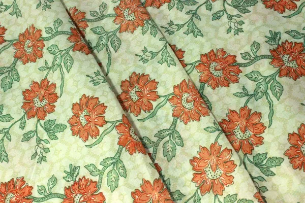 Orange_and_Green_colour_pure_cotton_block_print_kurti_fabric,_dress_material