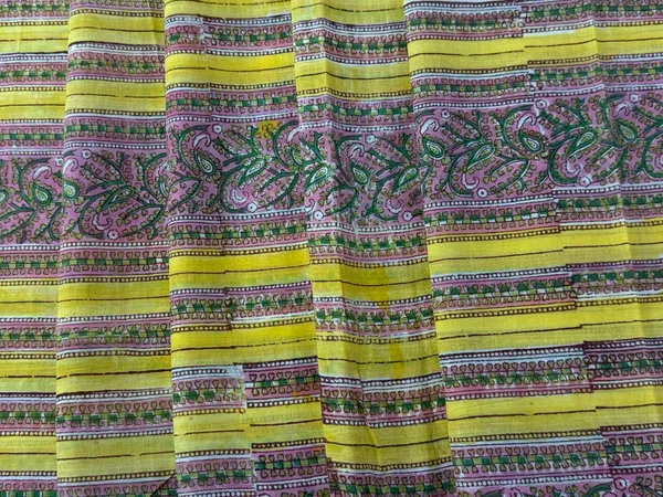 Yellow_Cotton_Traditional_Floral_Hand_Block_Print_Unstiched_Material_For_Men's_Kurta_Shirts_&_Women's_Kurti_and_Other_Dress_Material