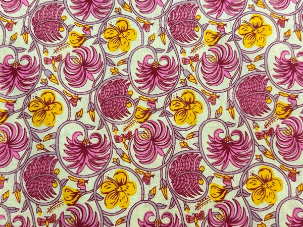 Pink_Cotton_Traditional_Floral_Hand_Block_Print_Unstiched_Material_For_Men's_Kurta_Shirts_&_Women's_Kurti_and_Other_Dress_Material