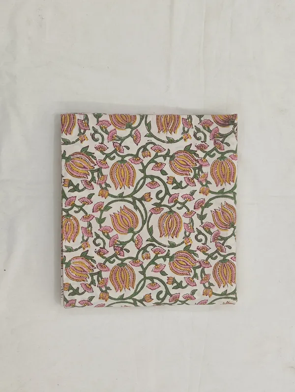 Pink_Cotton_Traditional_Floral_Hand_Block_Print_Unstiched_Material_For_Men's_Kurta_Shirts_&_Women's_Kurti_and_Other_Dress_Material