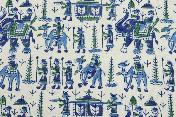 Blue_Cotton_Traditional_Floral_Hand_Block_Print_Unstiched_Material_For_Men's_Kurta_Shirts_&_Women's_Kurti_and_Other_Dress_Material