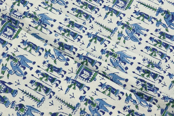 Blue_Cotton_Traditional_Floral_Hand_Block_Print_Unstiched_Material_For_Men's_Kurta_Shirts_&_Women's_Kurti_and_Other_Dress_Material