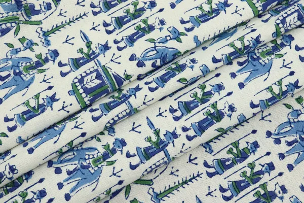Blue_Cotton_Traditional_Floral_Hand_Block_Print_Unstiched_Material_For_Men's_Kurta_Shirts_&_Women's_Kurti_and_Other_Dress_Material