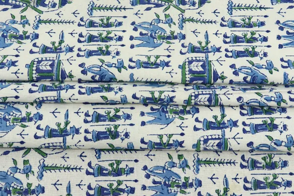 Blue_Cotton_Traditional_Floral_Hand_Block_Print_Unstiched_Material_For_Men's_Kurta_Shirts_&_Women's_Kurti_and_Other_Dress_Material