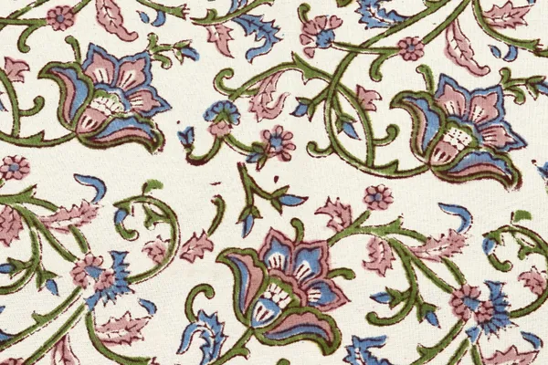 White_Cotton_Traditional_Floral_Hand_Block_Print_Unstiched_Material_For_Men's_Kurta_Shirts_&_Women's_Kurti_and_Other_Dress_Material