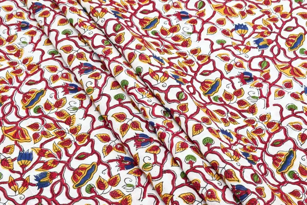 Red_Cotton_Traditional_Floral_Hand_Block_Print_Unstiched_Material_For_Men's_Kurta_Shirts_&_Women's_Kurti_and_Other_Dress_Material