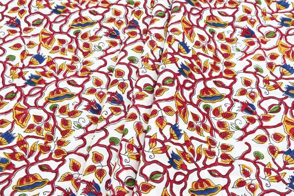 Red_Cotton_Traditional_Floral_Hand_Block_Print_Unstiched_Material_For_Men's_Kurta_Shirts_&_Women's_Kurti_and_Other_Dress_Material