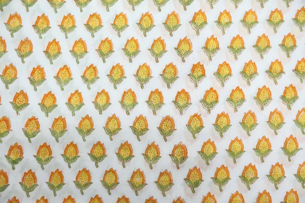 Yellow_Cotton_Traditional_Floral_Hand_Block_Print_Unstiched_Material_For_Men's_Kurta_Shirts_&_Women's_Kurti_and_Other_Dress_Material