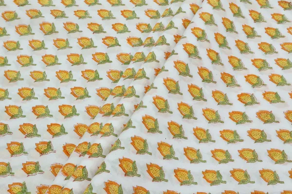 Yellow_Cotton_Traditional_Floral_Hand_Block_Print_Unstiched_Material_For_Men's_Kurta_Shirts_&_Women's_Kurti_and_Other_Dress_Material