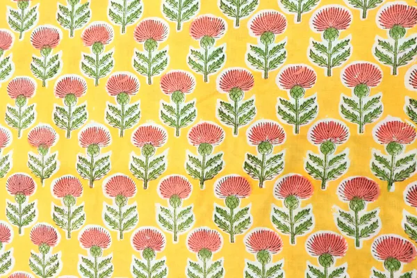 Yellow_Cotton_Traditional_Floral_Hand_Block_Print_Unstiched_Material_For_Men's_Kurta_Shirts_&_Women's_Kurti_and_Other_Dress_Material